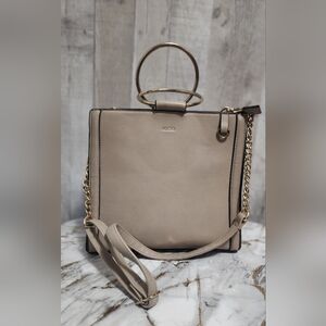 Aldo Beige Shoulder Bag with Gold Accents